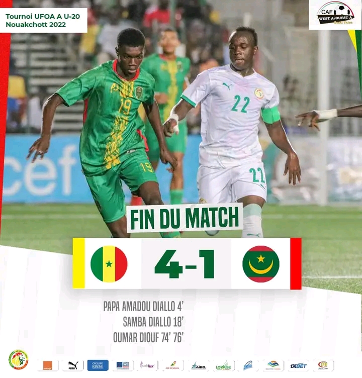 UFOA/A – U20 : Le Sénégal corrige la Mauritanie (4-1), se qualifie à la Can et en finale