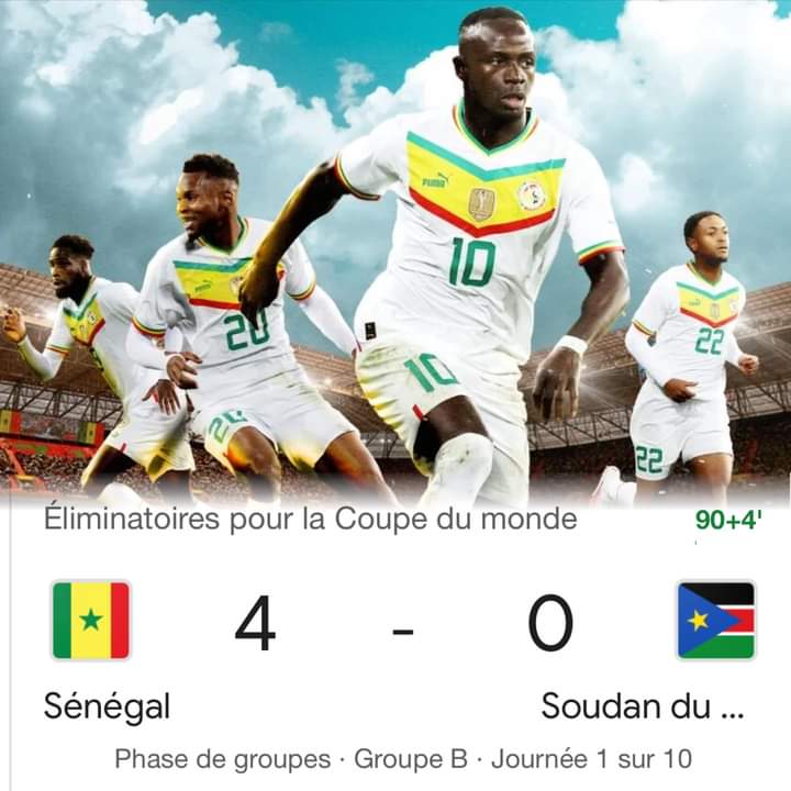 Éliminatoires mondial 2026 : Le Sénégal corrige le Soudan du Sud avec un doublé de Mané